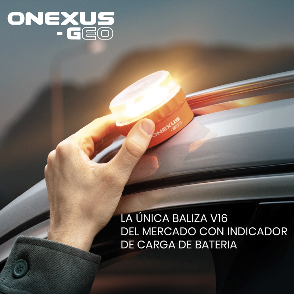 Baliza de emergencia geolocalizable V16 Onexus-Geo homologada y conectada con la DGT Naranja-8