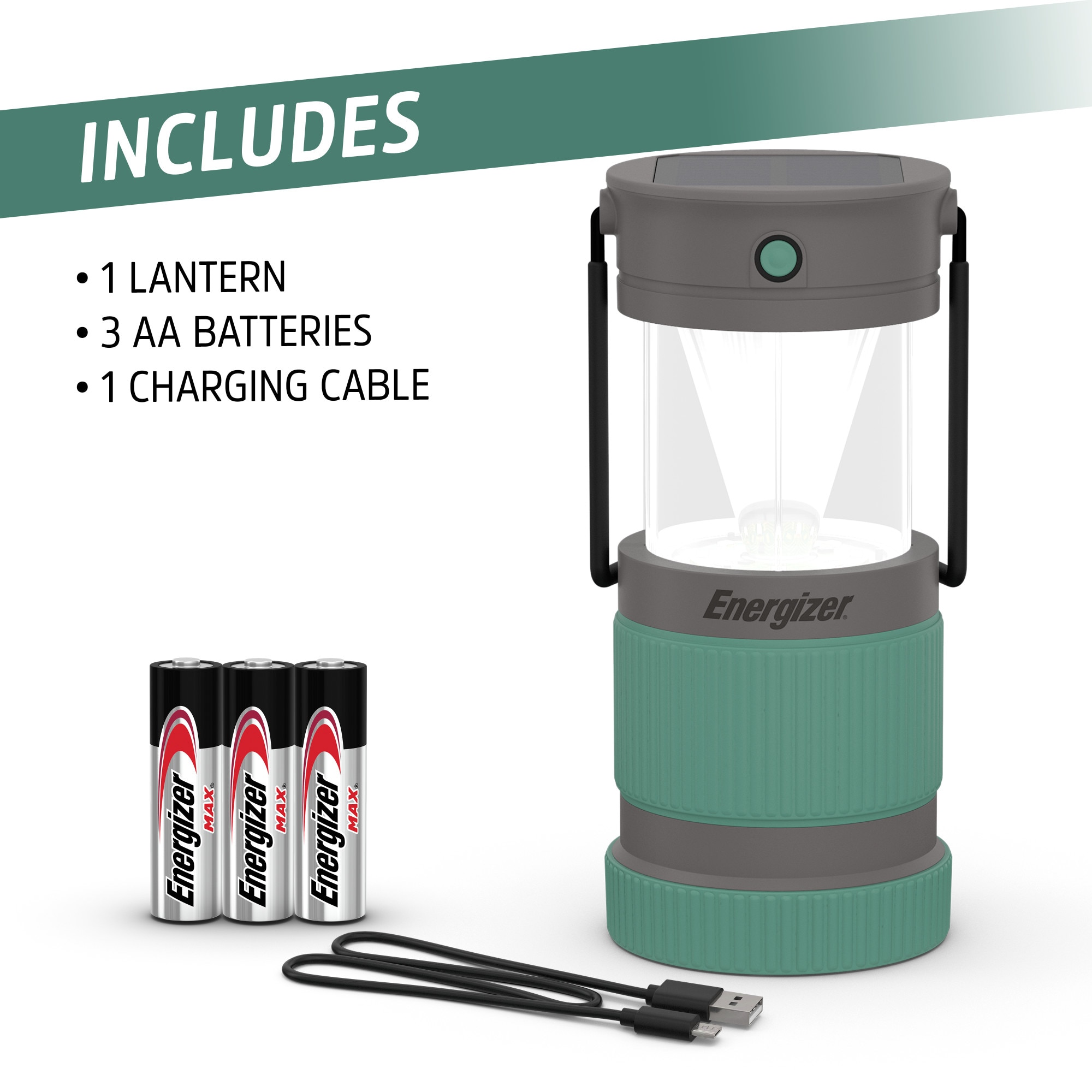Linterna Híbrida con doble carga, 500 LM Verde / Gris-5