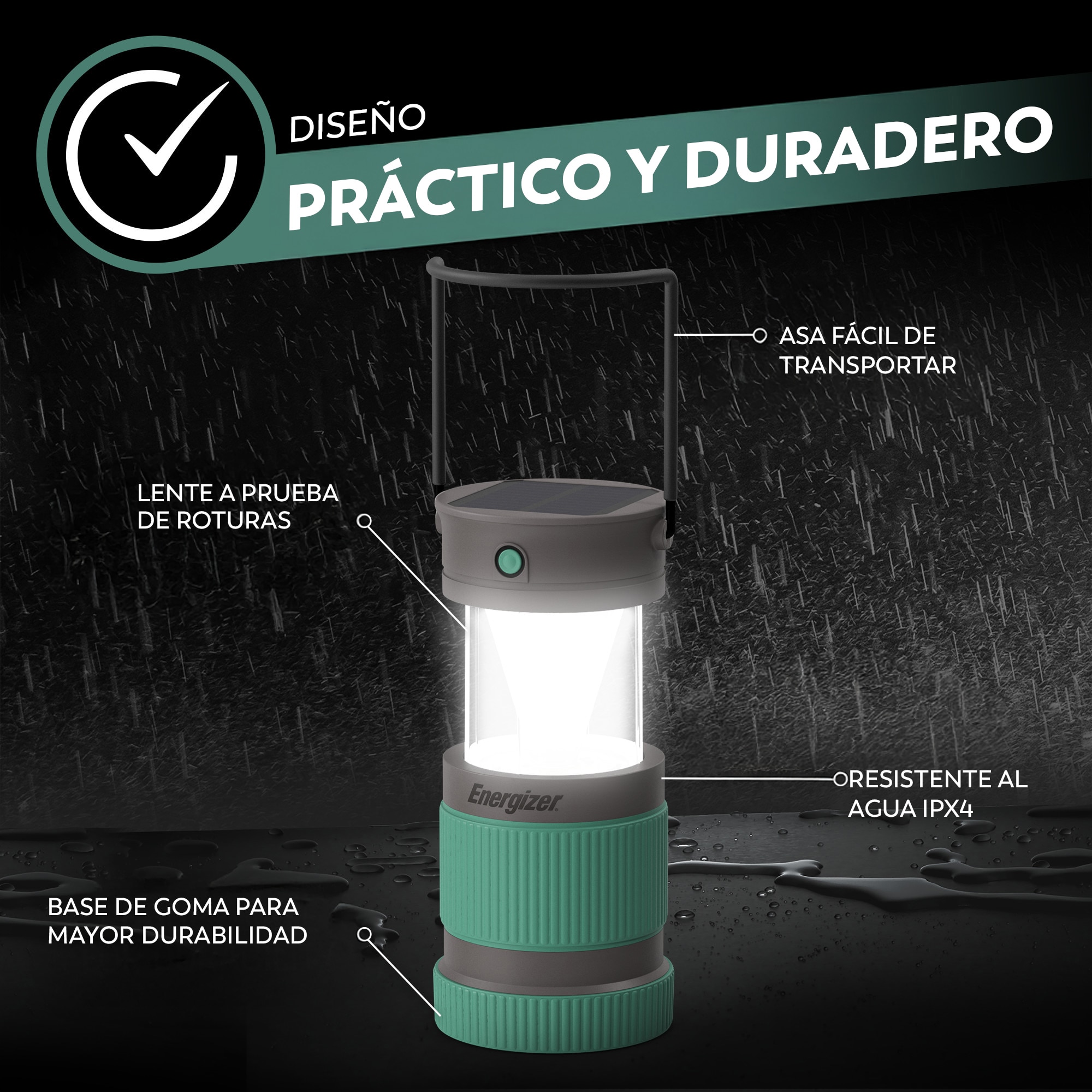 Linterna Híbrida con doble carga, 500 LM Verde / Gris-9