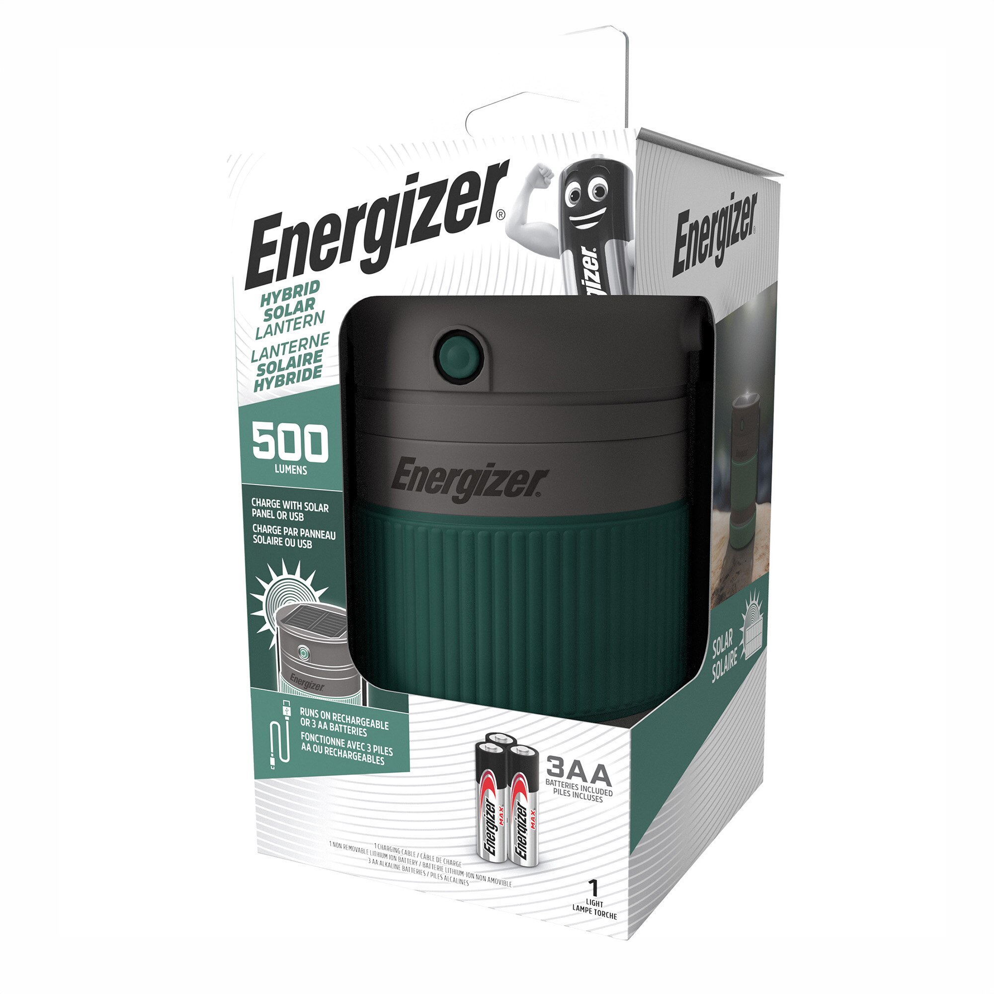 Linterna Híbrida con doble carga, 500 LM Verde / Gris-11