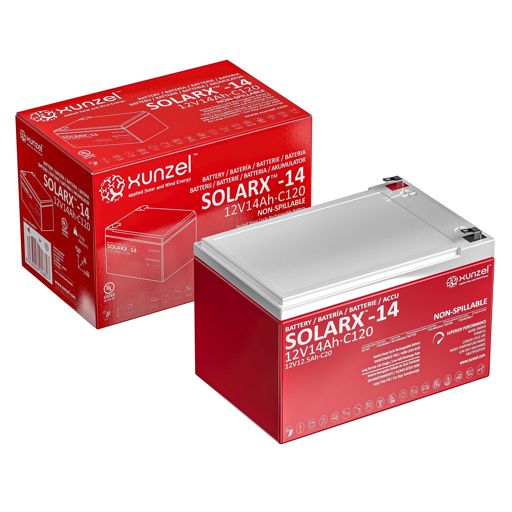 Batería Solar AGM SOLARX14Ah 12V 2