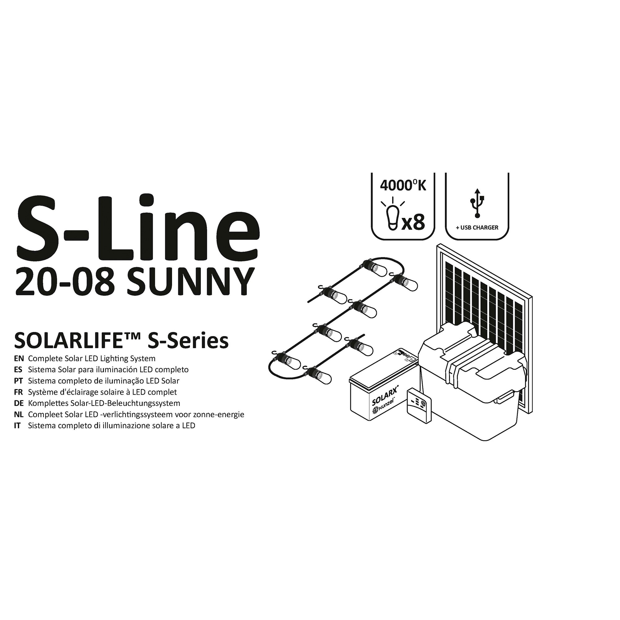 Kit Solar Iluminación LED SOLARLIFE-S-20x8 SUNNY 3
