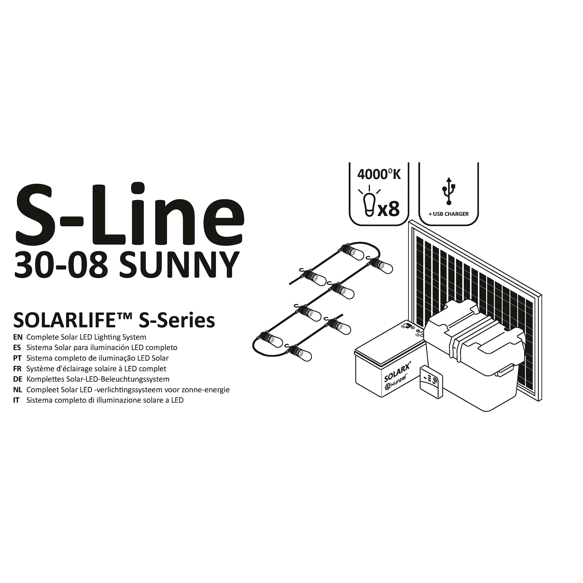 Kit Solar Iluminación LED SOLARLIFE-S-30x8 SUNNY 5