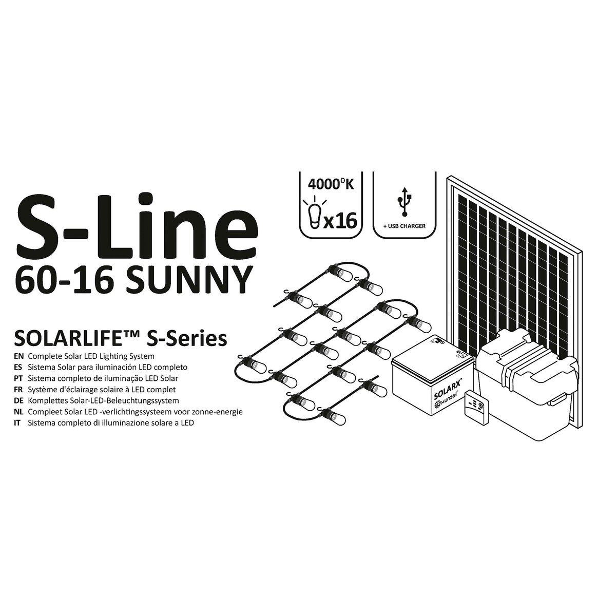 Kit Solar Iluminación LED SOLARLIFE-S-60x16 SUNNY 4