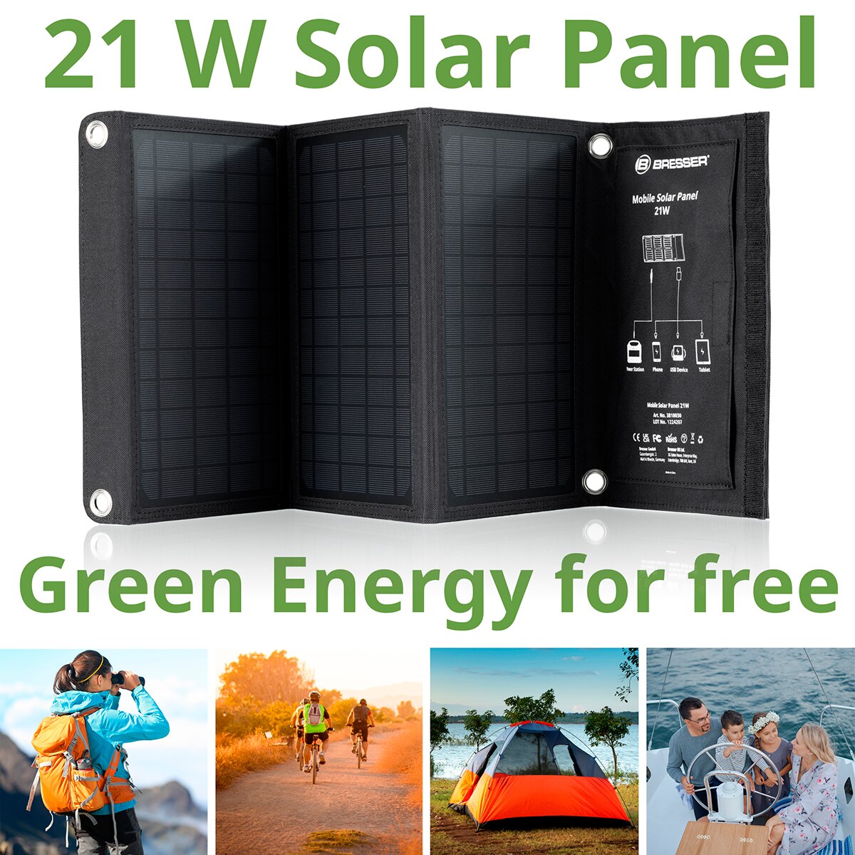 Placa Solar Cargador Portátil 21 W Negro-8