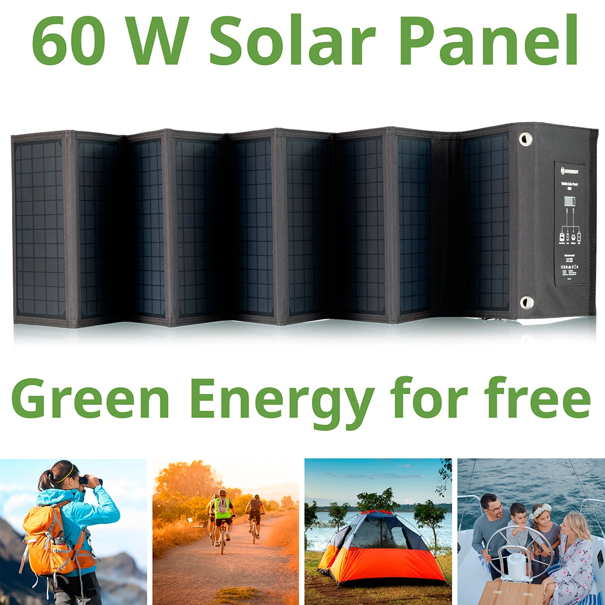 Placa Solar Fotovoltaica Cargador Portátil 60 W Negro-10