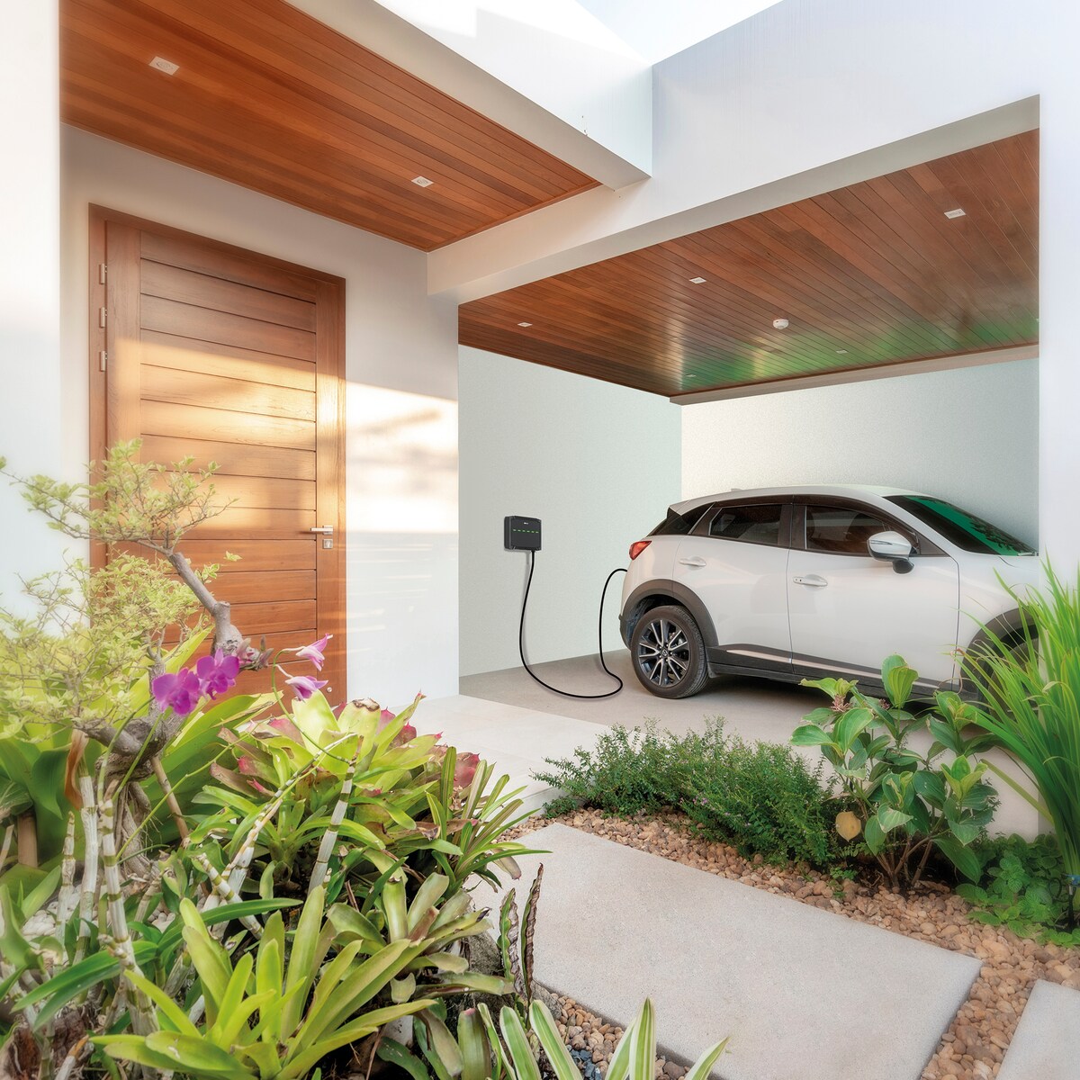 Carregador de Parede para Veículos Cabo de 5 m T2 22 kW Trifásico + Bluetooth Prata-4