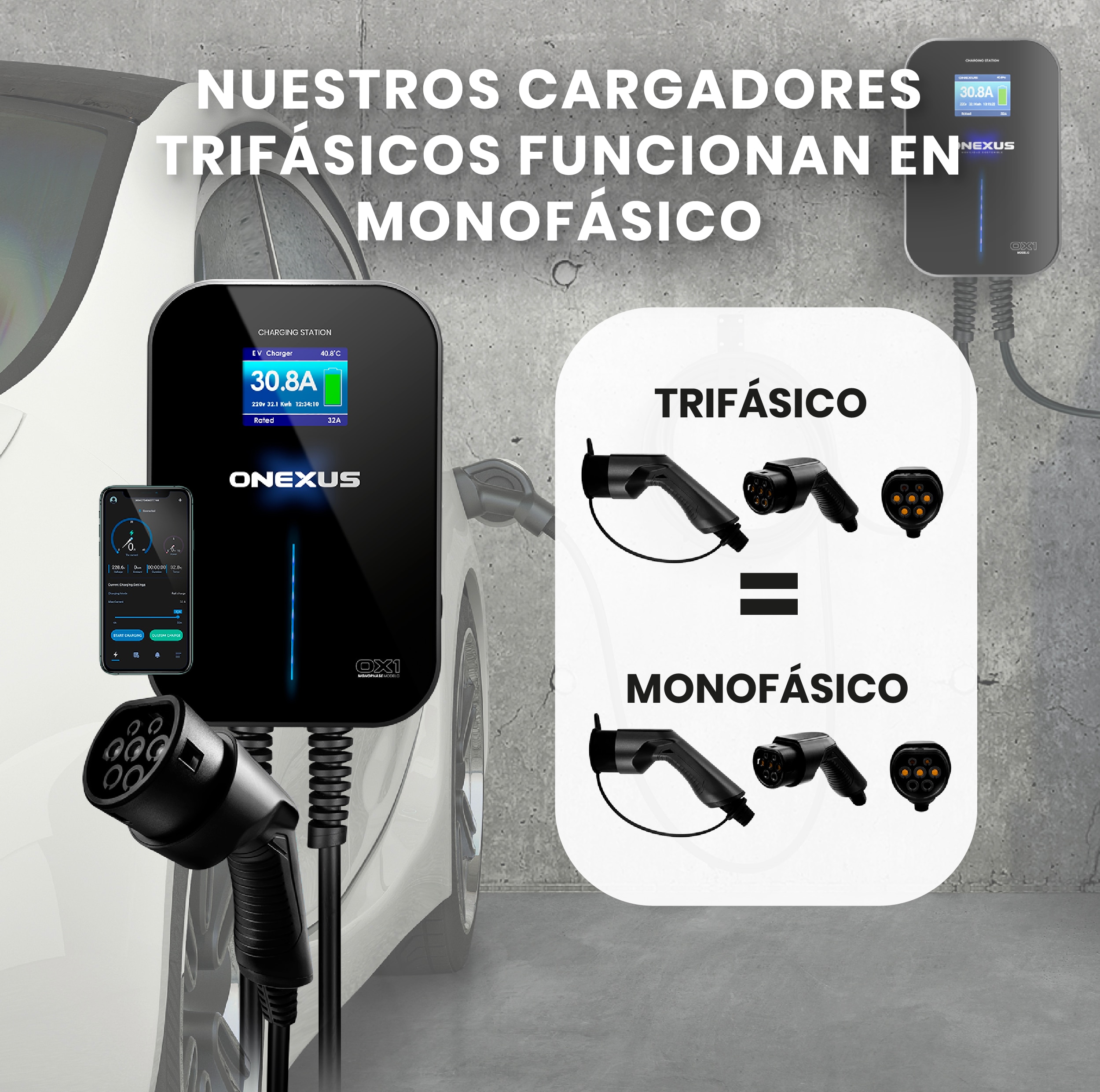 Cargador Trifásico Onexus cable 7 metros Negro-4