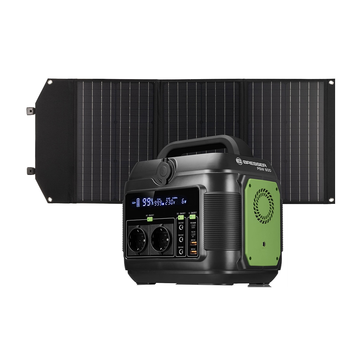 Estación de Energía Portátil 600 W + Panel Solar 90 W Negro-1