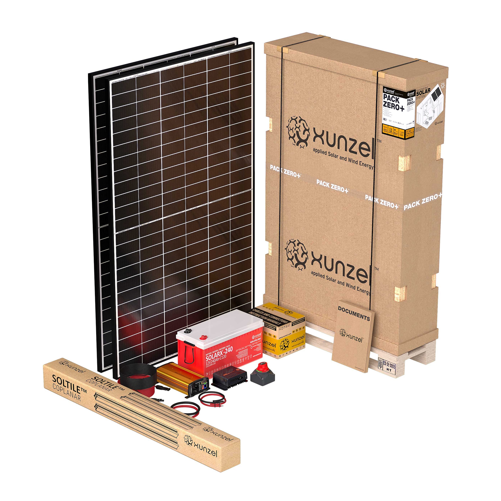 Xunzel – Kit Solar PACK ZERO+ EQX300 con Soportes.