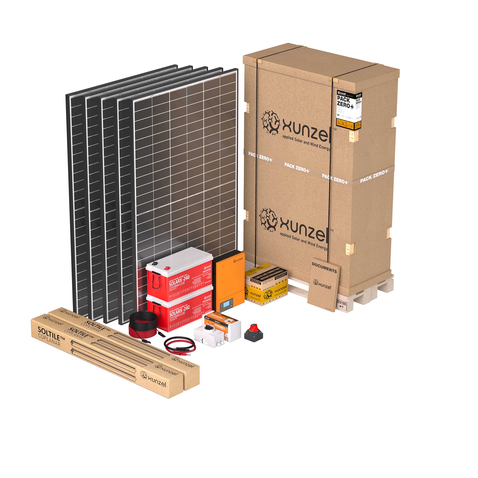 Xunzel – Kit Solar PACK ZERO+ EQX700 con Soportes.