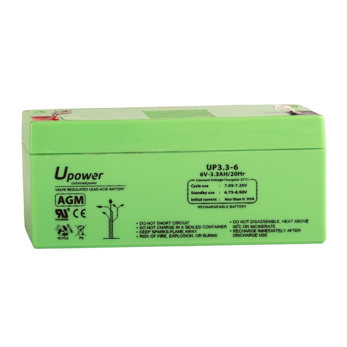 Batería AGM Monoblock UP3.3-6 6V 3,3Ah Verde-1