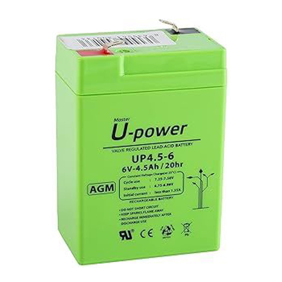 Bateria AGM Monoblock UP4.5-6 6 V 4,5 Ah Verde-1