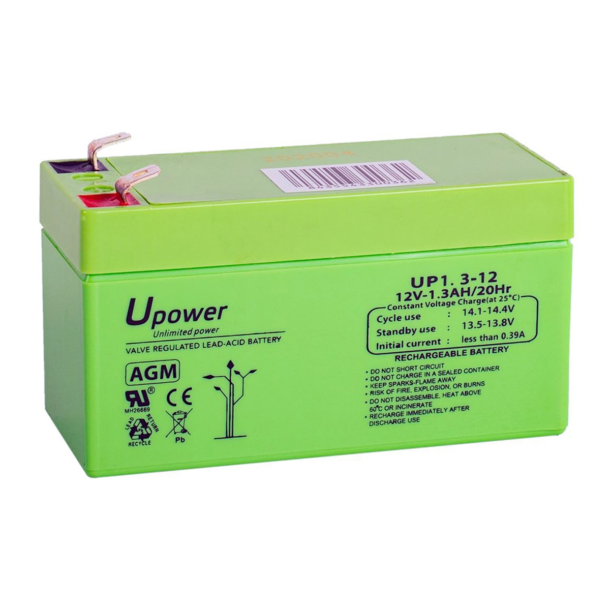 Bateria AGM Monoblock UP1.3-12 12 V 1,3 Ah Verde-1