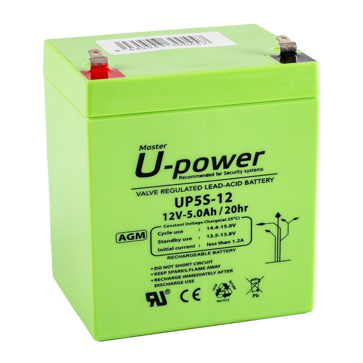 Batería AGM Monoblock UP5-12S 12V 5Ah Verde-1