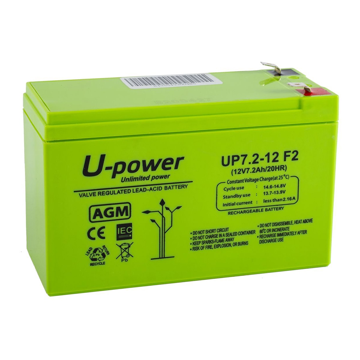 MASTER POWER – Batería AGM Monoblock UP7.2-12F1 12V 7,2Ah.