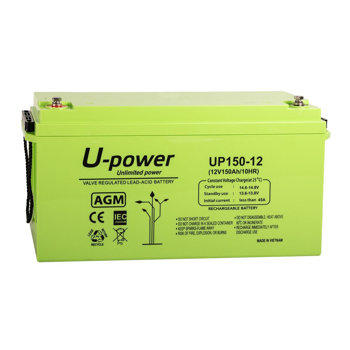MASTER POWER – Batería AGM Monoblock UP150-12 12V 160,5Ah.