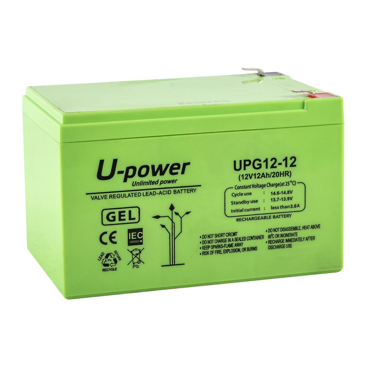 Batería Gel Uso General sin mantenimiento UPG12-12 12V 12Ah Verde-1