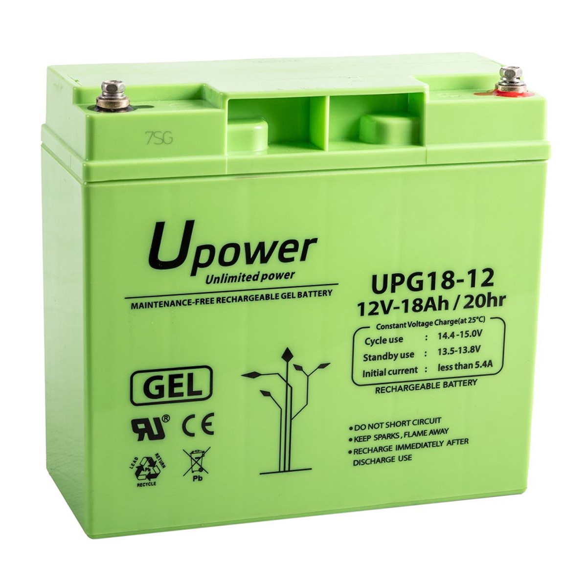 Batería Gel Uso General sin mantenimiento UPG18-12 12V 18Ah Verde-1