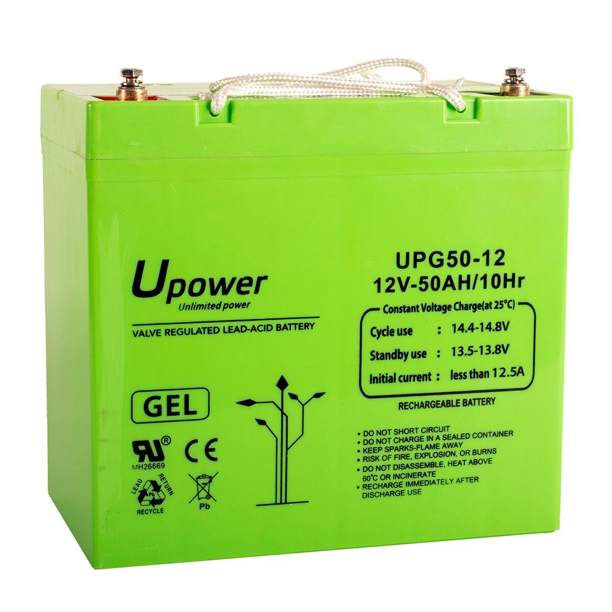 MASTER POWER – Batería Gel Uso General sin mantenimiento UPG50-12 12V 50Ah.