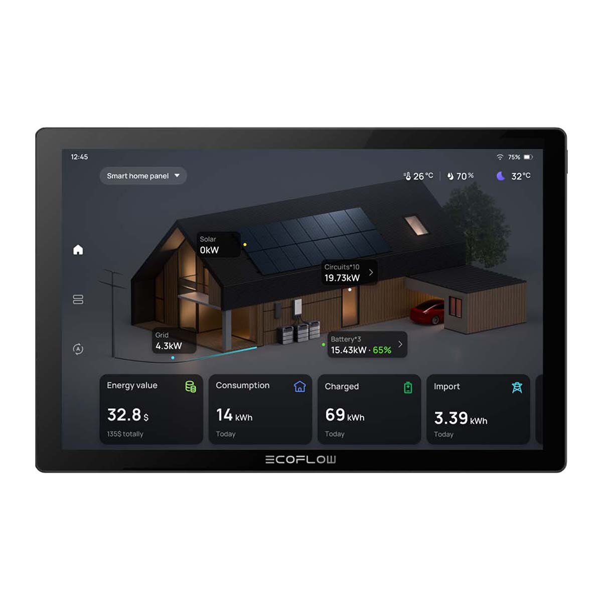 Panel de Control Inteligente Ecoflow PowerInsight 10" (25,4 cm) Gris Gris-2