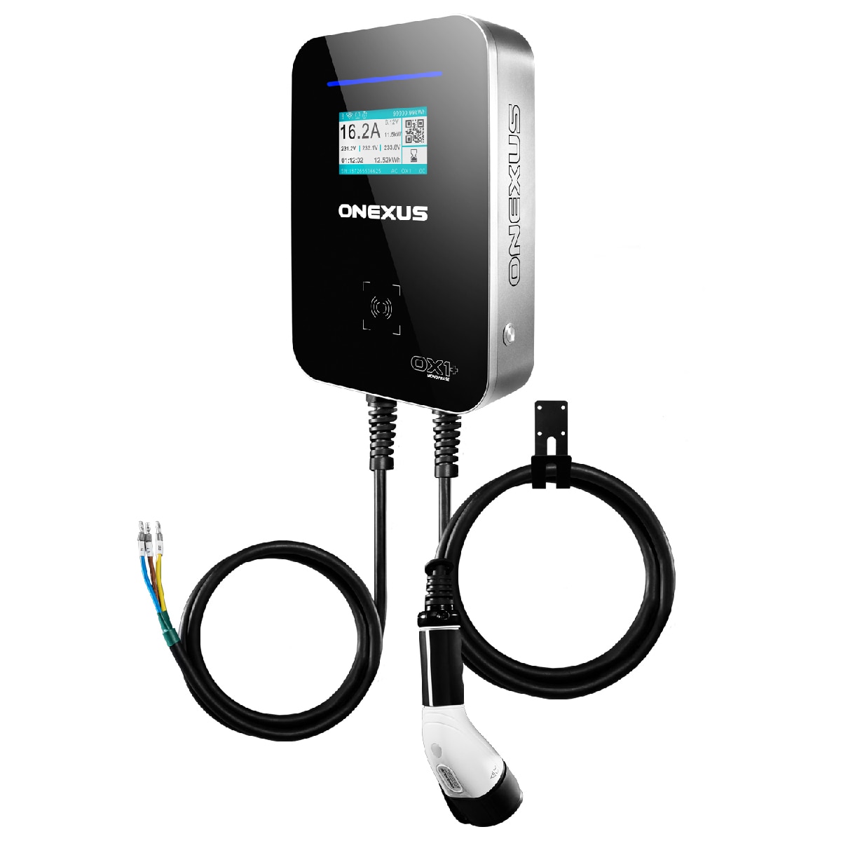 Cargador de Vehículo Eléctrico ONEXUS 0X1+ 7.4kW Monofásico - App y Cable 5m Plata / Negro-4