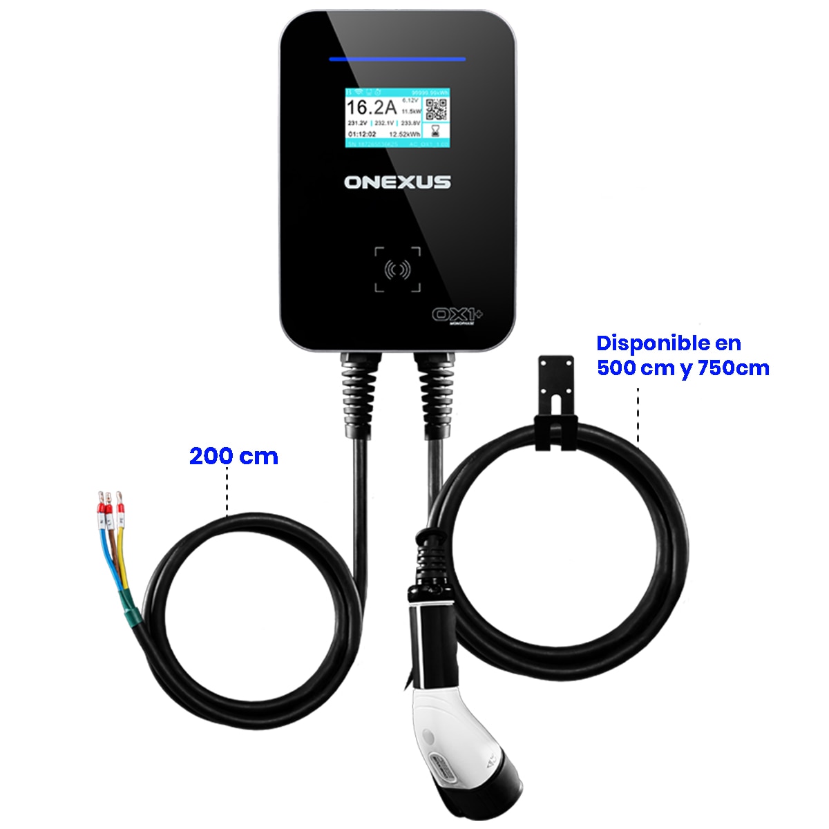 Cargador de Vehículo Eléctrico ONEXUS 0X1+ 7.4kW Monofásico - App y Cable 5m Plata / Negro-9