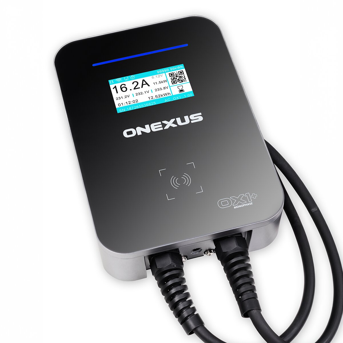 Cargador de Vehículo Eléctrico ONEXUS 0X1+ 7.4kW Monofásico - App y Cable 5m Plata / Negro-11