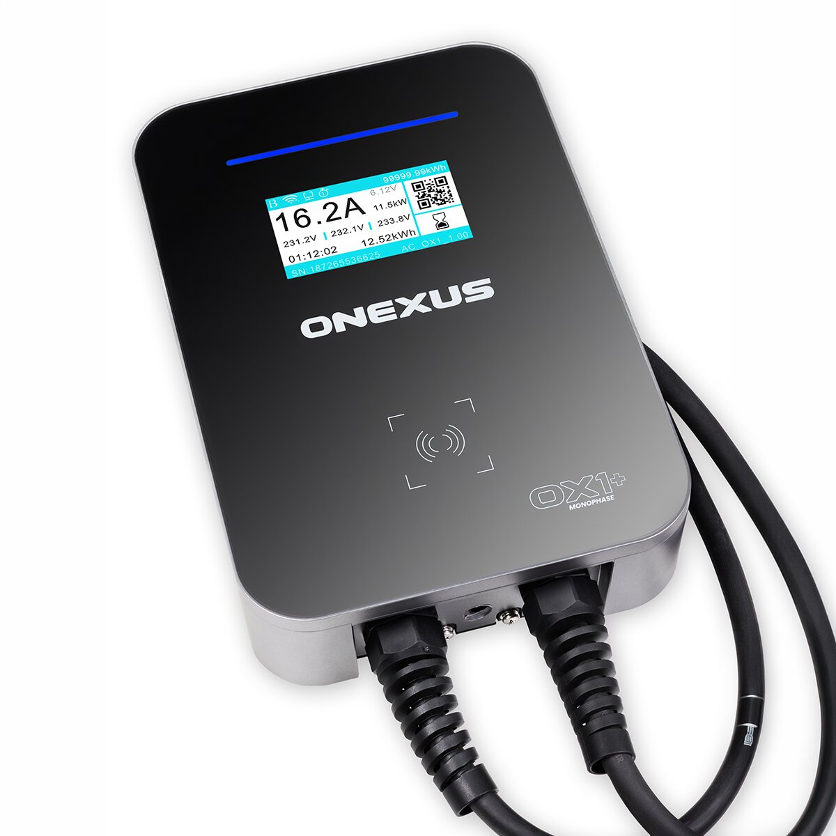 Cargador de Vehículo Eléctrico ONEXUS 0X1+ 7.4kW Monofásico - App y Cable 7,5m Plata / Negro-11