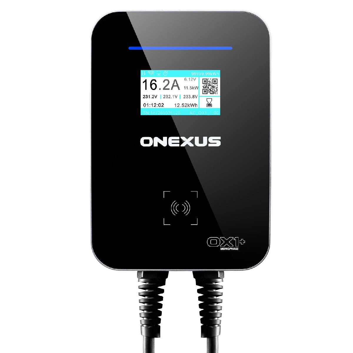 Cargador de Vehículo Eléctrico ONEXUS 0X1+ 7.4kW Monofásico con Balanceo de carga Módulo Fotovoltáico - App y Cable 7,5m Plata / Negro-2