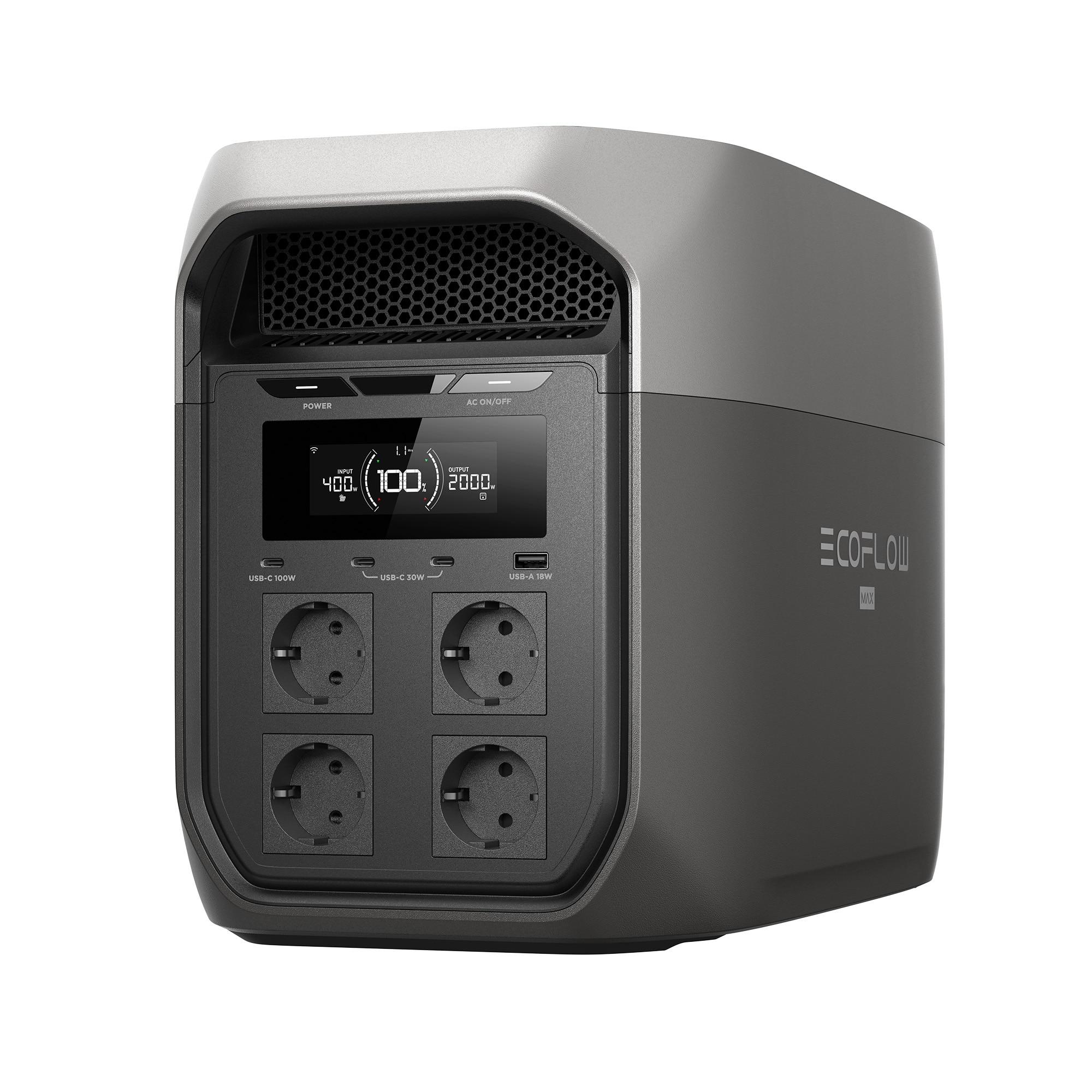 Imagen 0 de Estación de energía portátil EcoFlow DELTA 3 Max de 2048 Wh con salida de 2400W y carga ultra rápida de alta eficiencia.