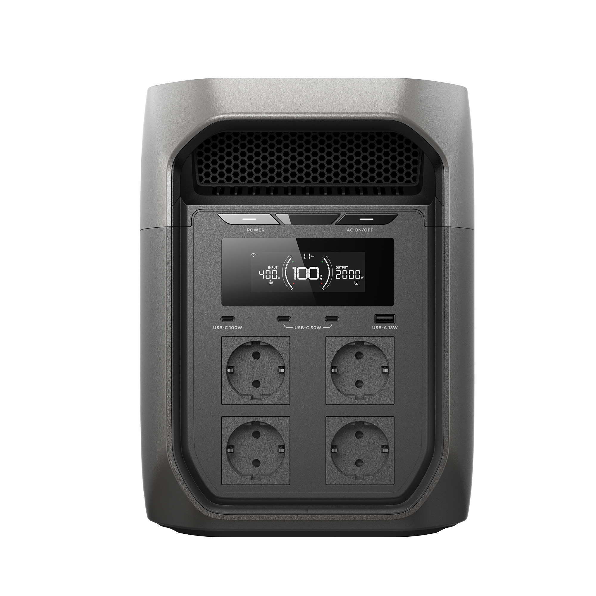Estación de energía portátil EcoFlow DELTA 3 Max de 2048 Wh con salida de 2400W y carga ultra rápida de alta eficiencia Gris-2