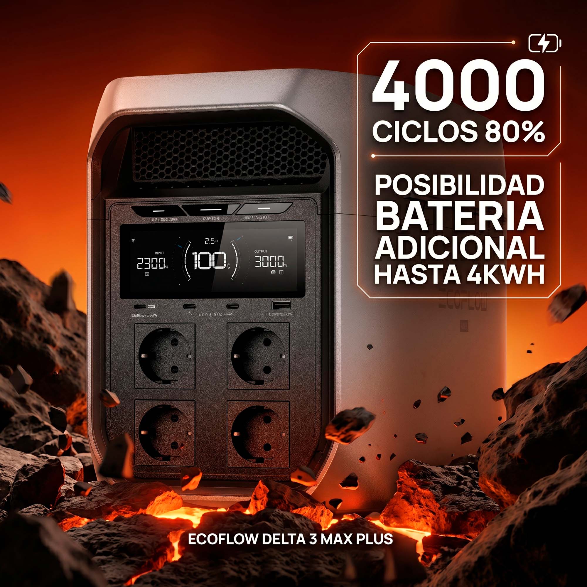 Estación de energía ultra potente EcoFlow DELTA 3 Max Plus de 4000W con celdas LFP de larga duración y carga rápida profesional en menos de una hora Gris-7