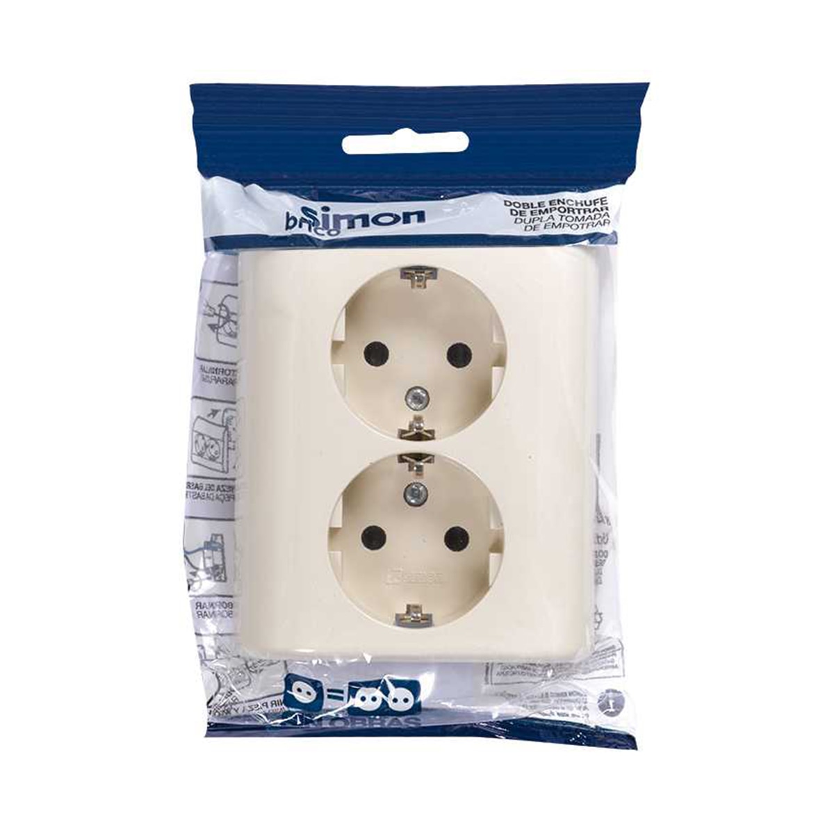 Enchufe doble monobloc empotrar Amarillo-2