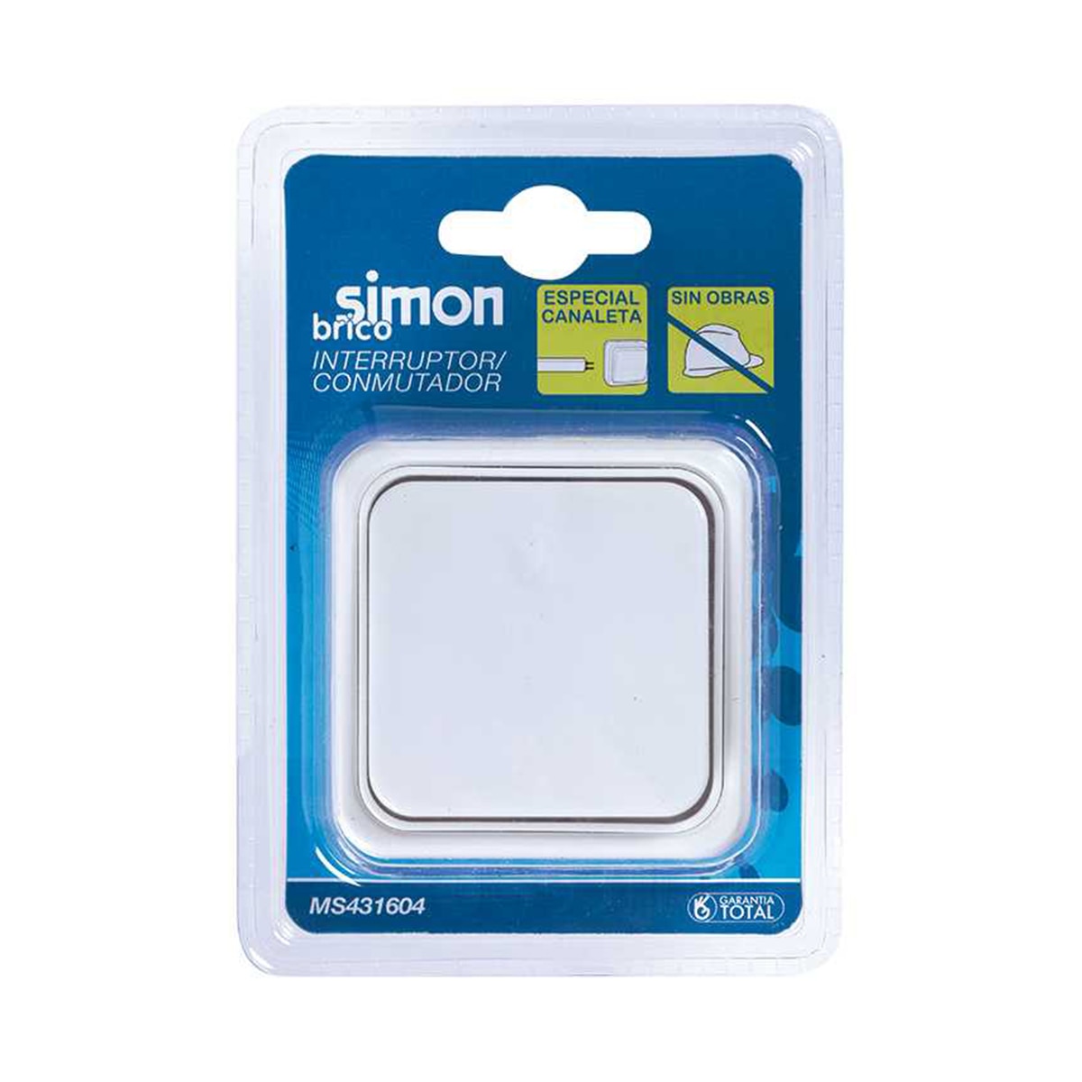 Conmutador/Interruptor Superficie Especial Canaleta Serie Alfa Simon Blanco-2