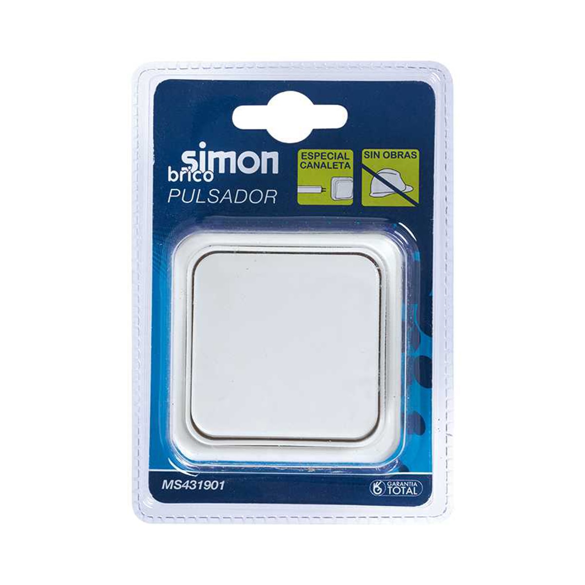 Pulsador Timbre Neutro de Superficie Especial Canaleta Serie Alfa Simon Blanco-2