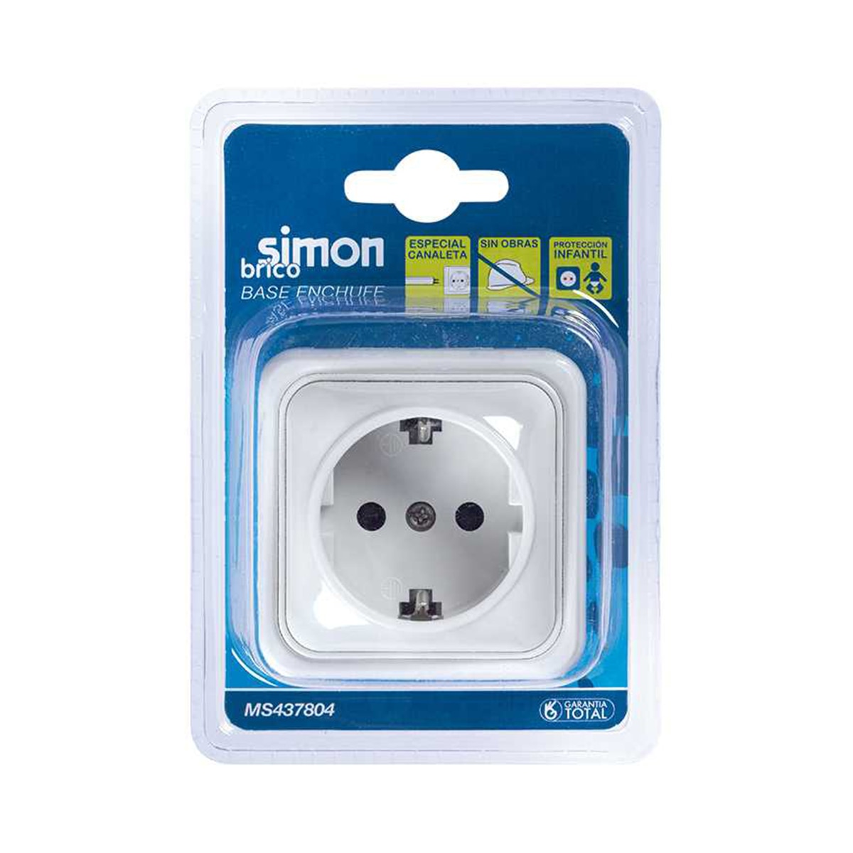 Base Enchufe Schuko de Superficie Especial Canaleta Serie Alfa Simon Blanco-2