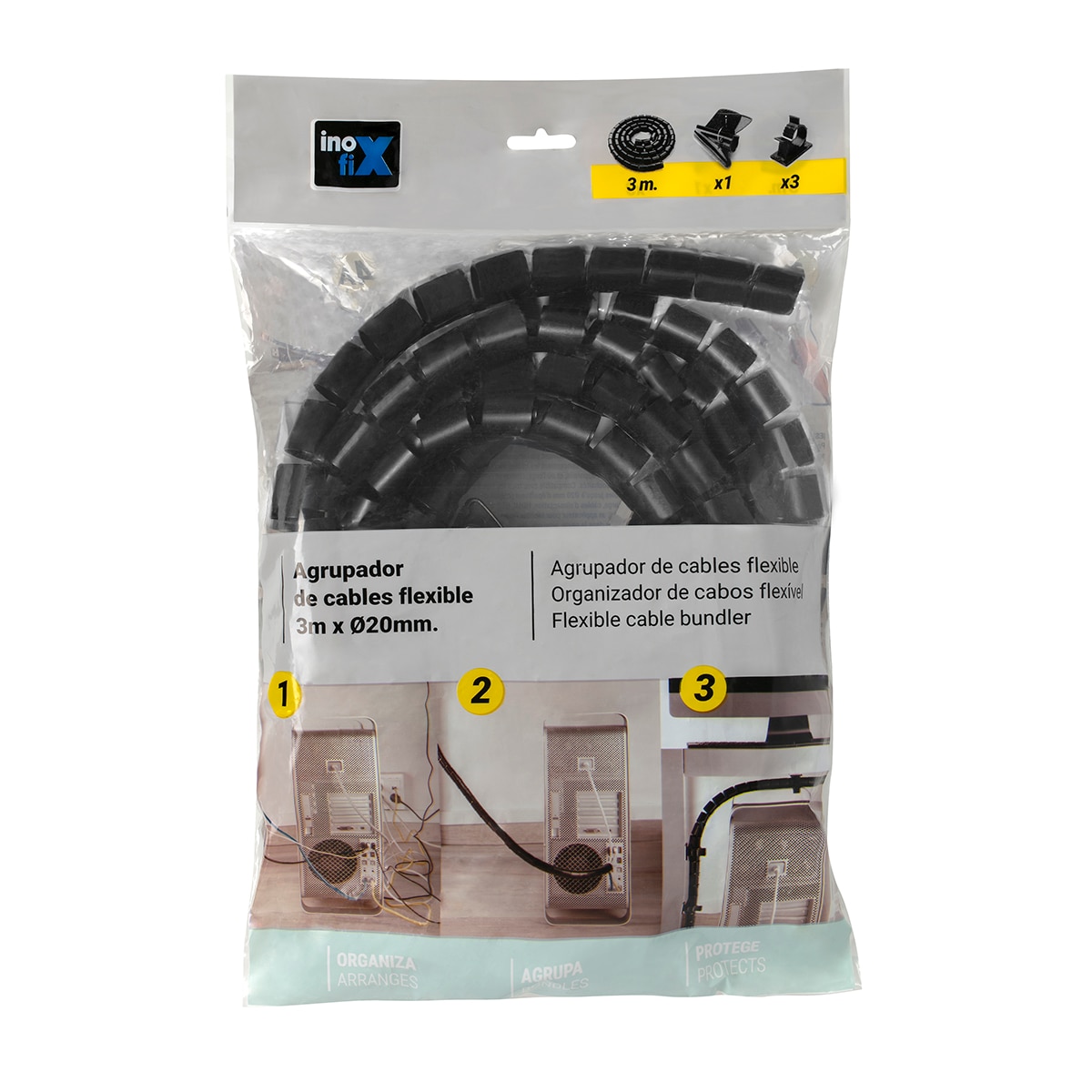 Ordenacables Ø 15 mm 3 metros Negro-7