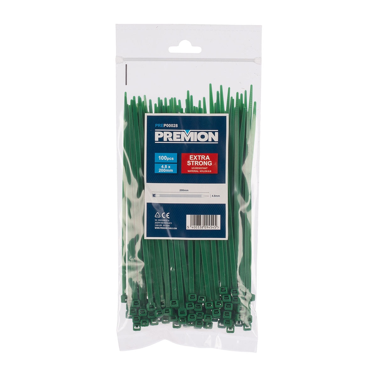 Imagem 0 de Abraçadeiras de Nylon 4,8 x 200 mm 100 Unid. - Verde