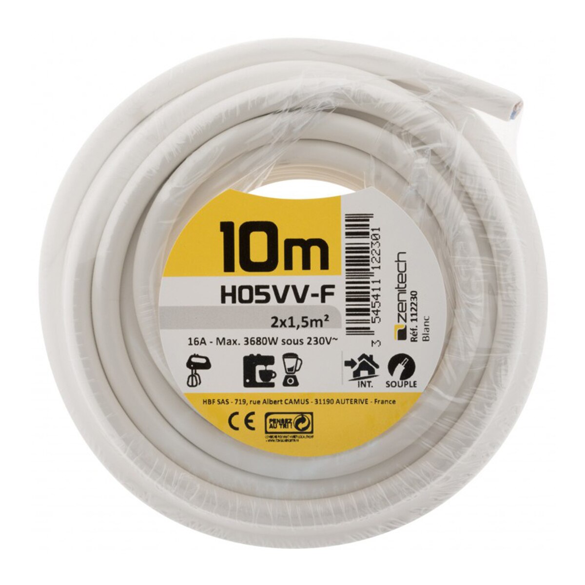 Cable H05VV-F - 2x1,5 mm² - 10 m Blanco-2