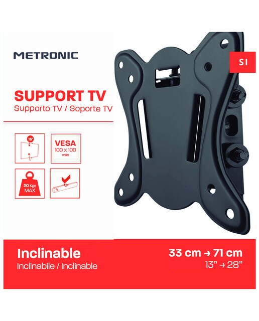 Soporte mural TV 13-28'' inclinable Negro-3