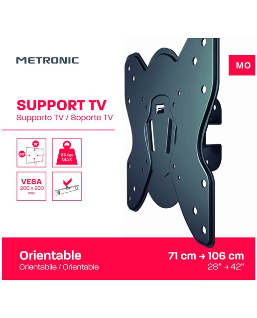 Soporte mural TV 28-42'' inclinable orientable Negro-3