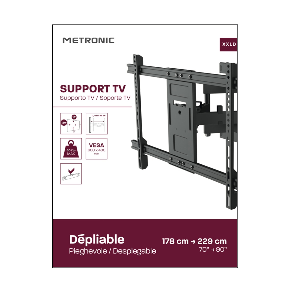 Soporte TV Desplegable 70" a 90" Negro-2