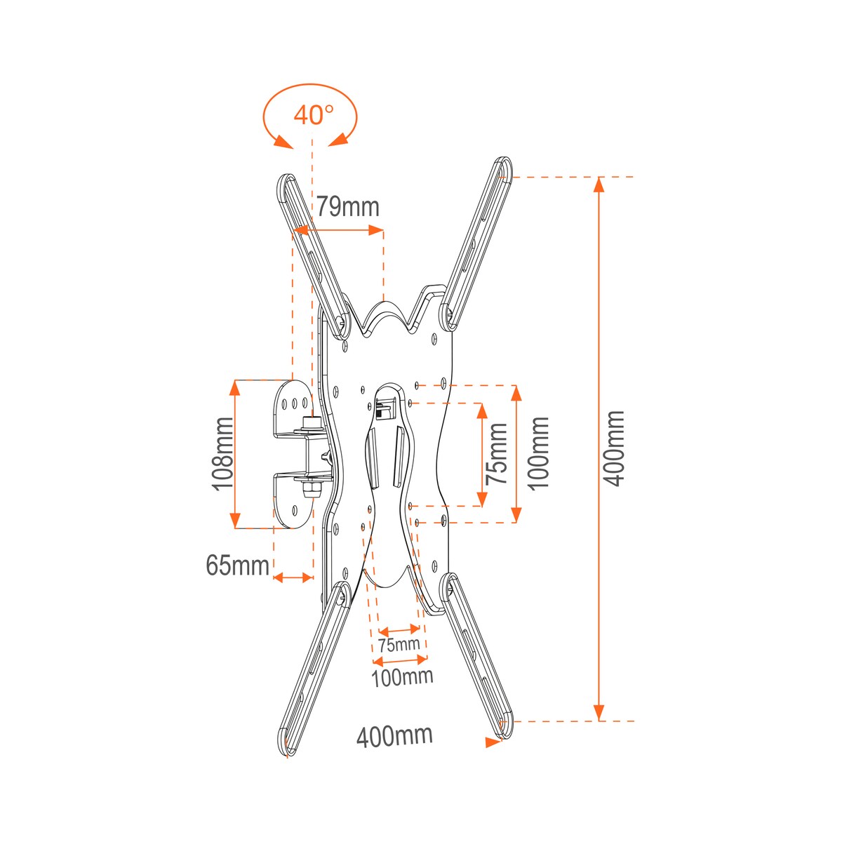 Suporte de Parede de TV de 42" a 55" Orientável e Inclinável Preto-2