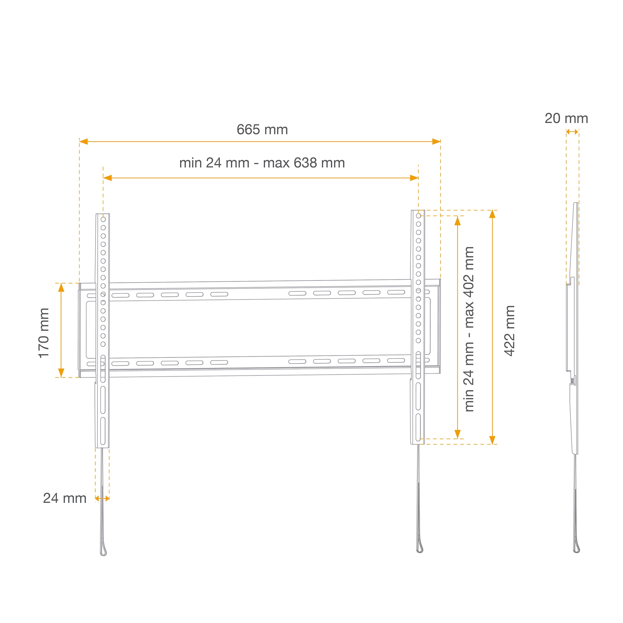 Soporte mural TV 55" a 70" Fijo Negro-5