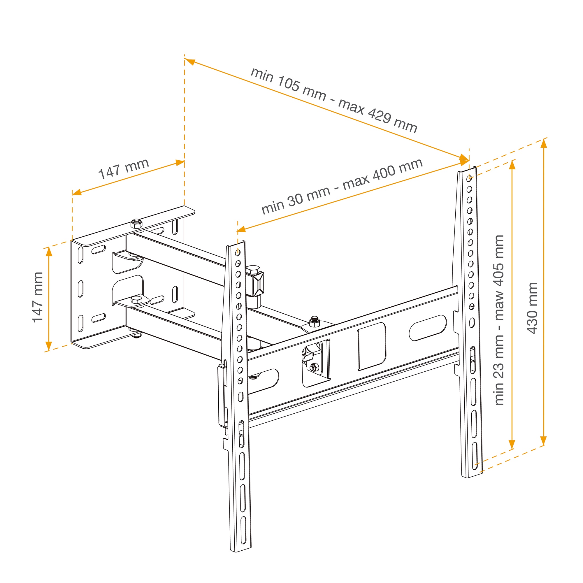 Soporte mural TV 42" a 55" Full Movement Negro-9
