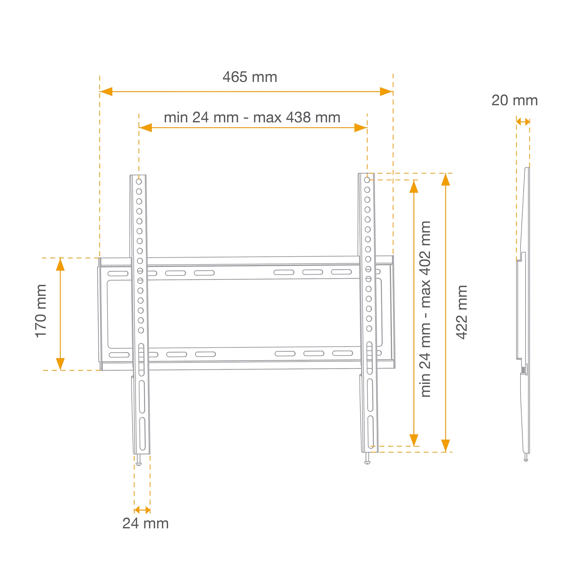 Soporte mural TV 42" a 55" Fijo - Negro Negro-5