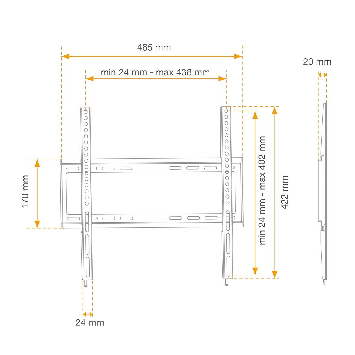 Soporte mural TV 42" a 55" Fijo Negro-5