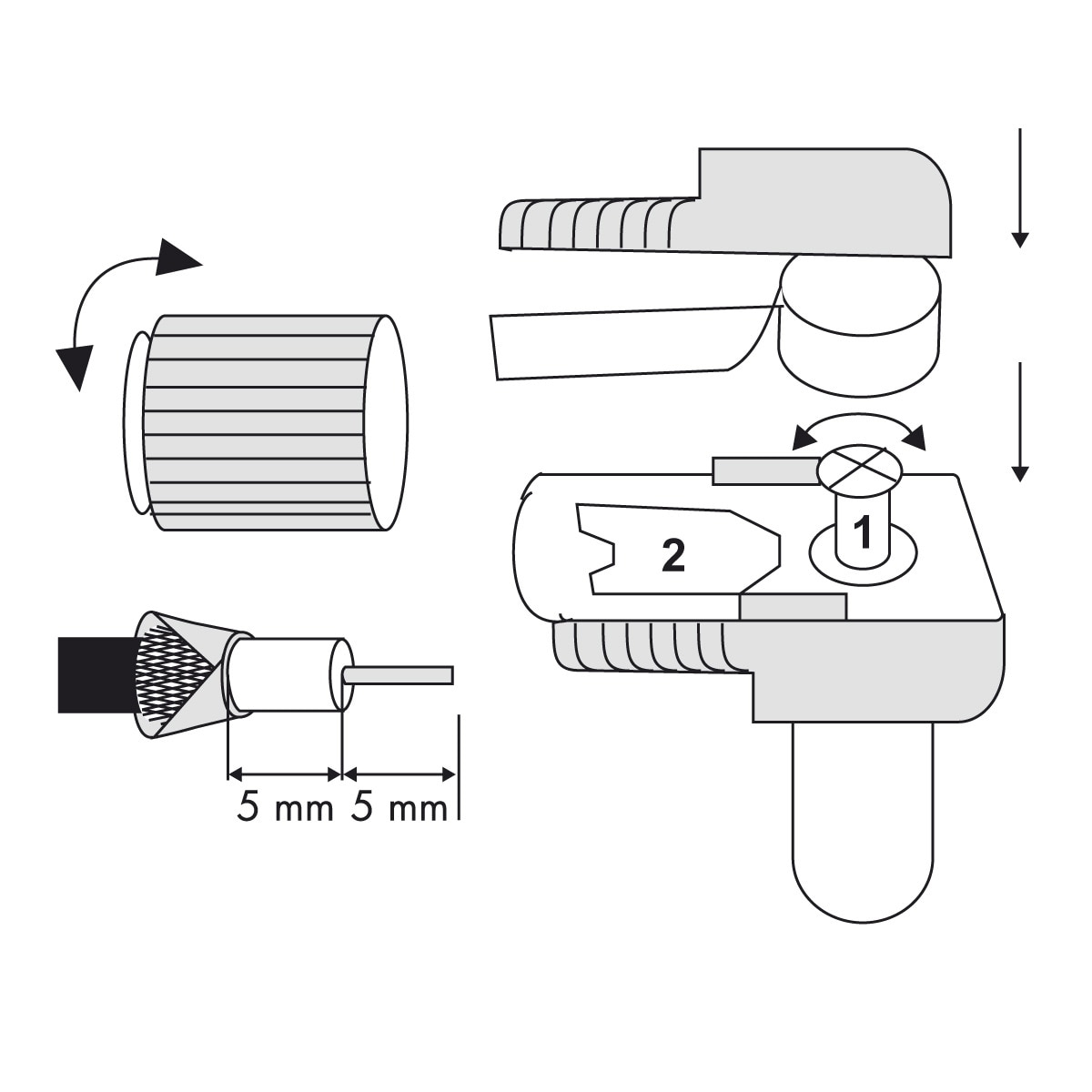 Conector TV acodado M Gris-2