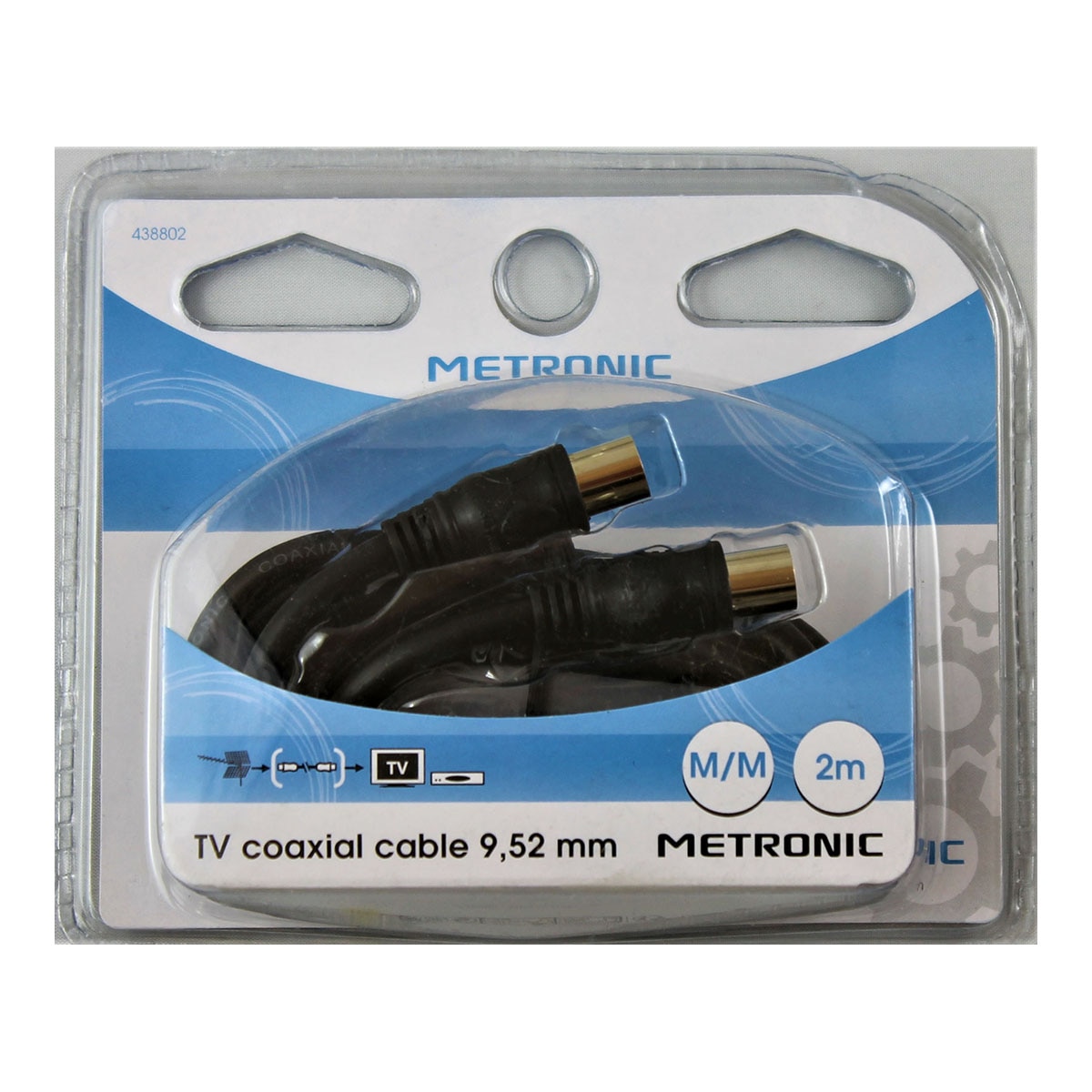 Prolongador cable coaxial antena TV M-M Negro-2